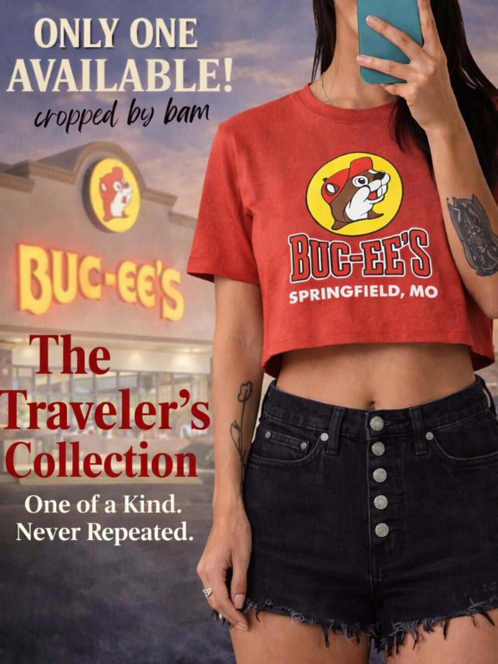 Custom Buc-ee’s Cropped Tee | Springfield Missouri |One-of-One Road Trip Graphic